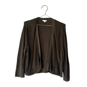 J. Jill Womens Sweater hunter green Open Cardigan Layering Minimalist large